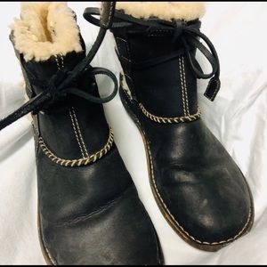 UGG black leather short boots